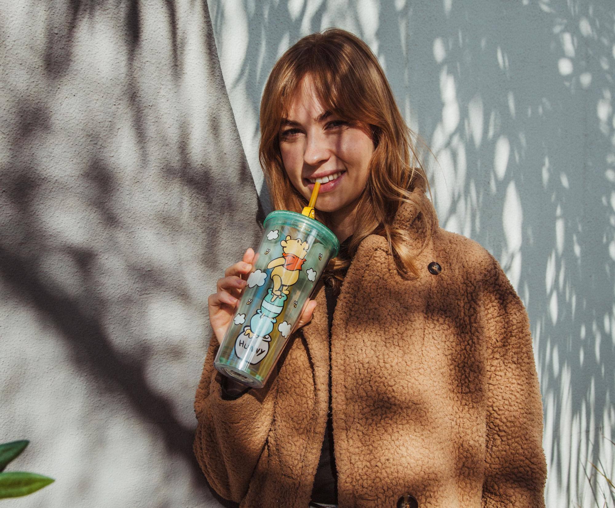 Alt View 4. Disney - Disney Winnie the Pooh Hunny Pot Carnival Cup With Lid and Straw | Hold 24 Ounce - Blue.