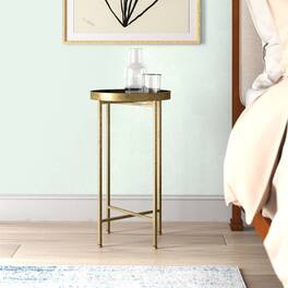 Hivvago - Metal Round Nightstand End Table with Removable Tray Top - Gold