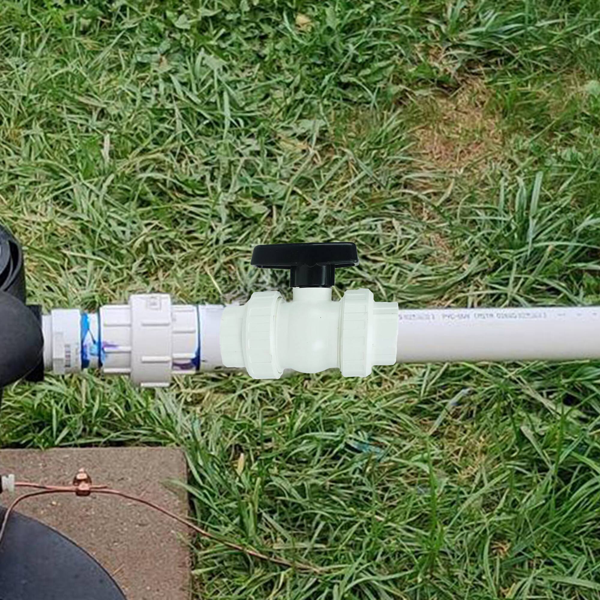 Alt View 3. Swim Central - HydroTools Swimming Pool ABS Female Threaded Ball Valve - 7" - White.