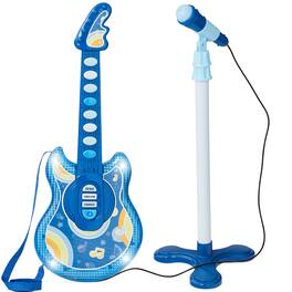 Best Choice Products - Kids Pretend Play Guitar Musical Instrument Toy w/ Microphone, Stand - 19in - Electric Blue