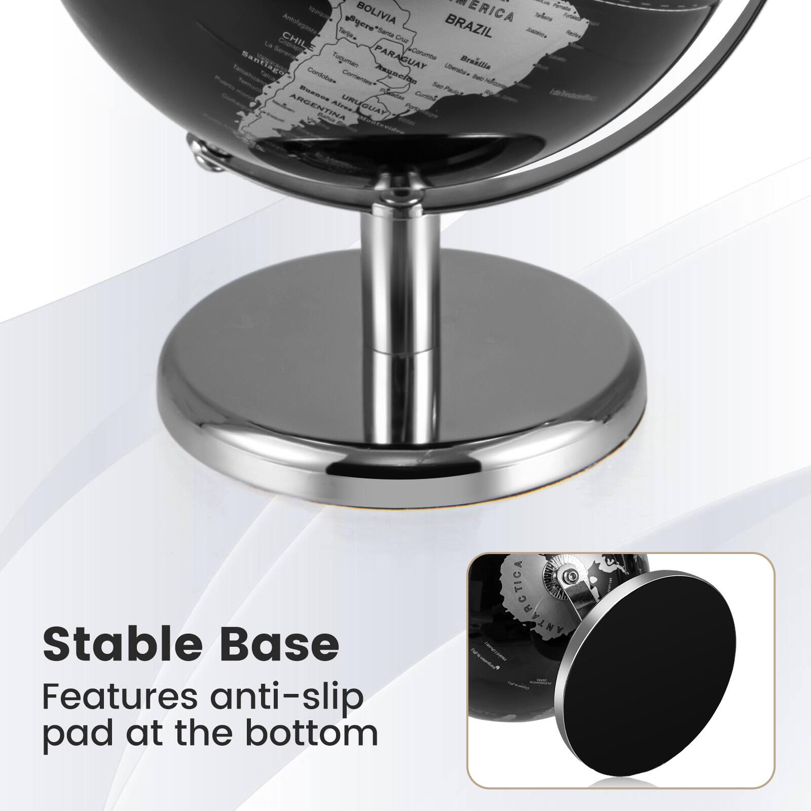 Sure, here is the corrected and grouped text:

---

**Stable Base**

Features anti-slip pad at the bottom

---

**Countries:**

- Bolivia
- Brazil
- Chile
- Paraguay
- Argentina
- Uruguay
- Antarctica

---

**Other Text:**

- "Antofagasta"
- "Santiago"
- "Brasilia"
- "La Paz"
- "Montevideo"
- "Buenos Aires"
- "São Paulo"
- "Rio de Janeiro"
- "Lima"
- "Caracas"
- "Mexico City"
- "Los Angeles"
- "New York"
- "London"
- "Paris"
- "Berlin"
- "Moscow"
- "Tokyo"
- "Sydney"
- "Cape Town"
- "Kuala Lumpur"
- "Bangkok"
- "Hong Kong"
- "Shanghai"
- "Beijing"
- "Seoul"
- "Taipei"
- "Singapore"
- "Jakarta"
- "Manila"
- "Kuala Lumpur"
- "Doha"
- "Dubai"
- "Abu Dhabi"
- "Cairo"
- "Istanbul"
- "Baghdad"
- "Teh