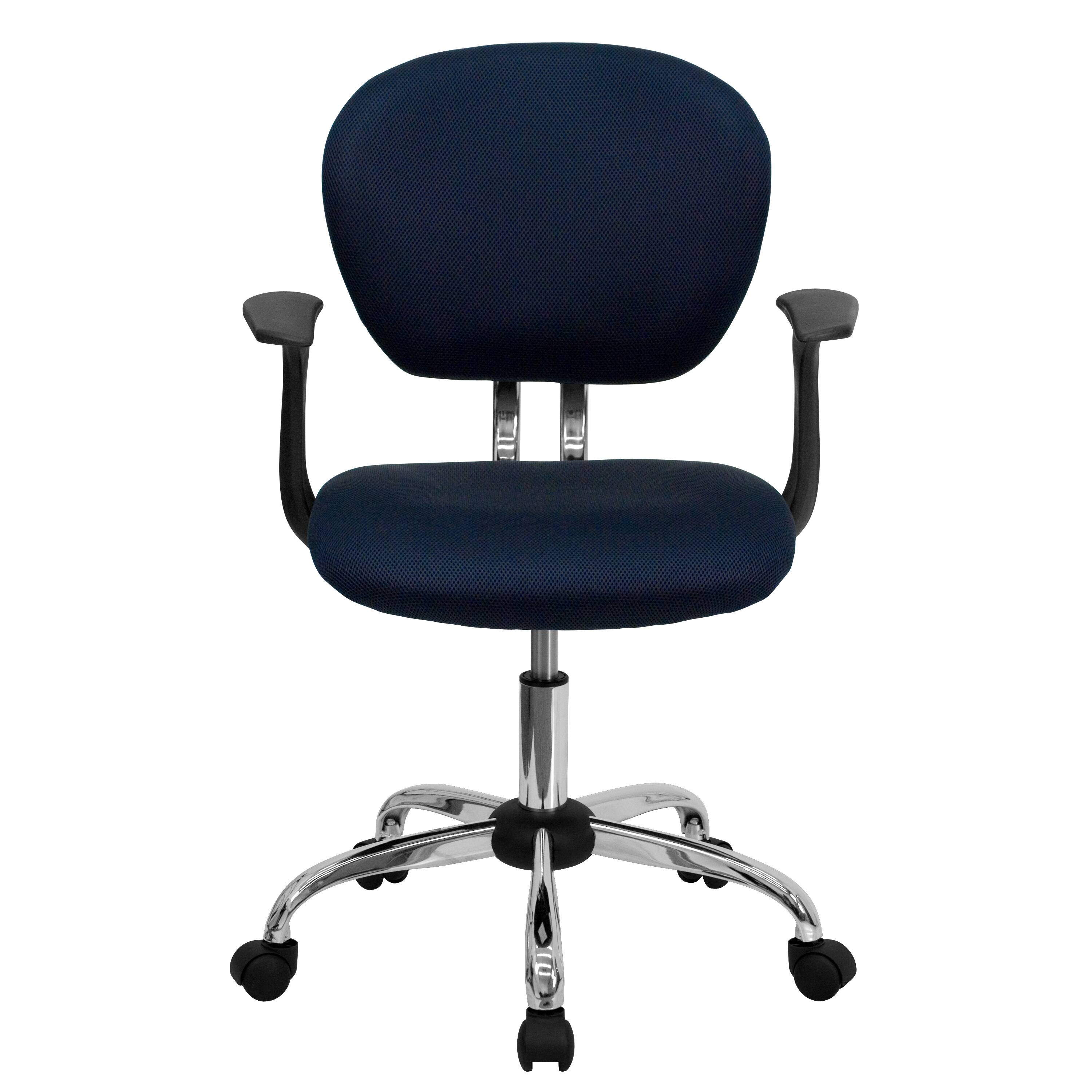Alt View 4. Emma + Oliver - Mid-Back Mesh Padded Swivel Task Office Chair with Chrome Base and Arms - Navy.