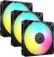 Front. Core Tech - RS120 ARGB 120mm PWM Cooling Fans with Daisy-Chain Connections, Triple Pack - Black.