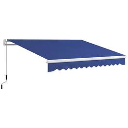 Outsunny - x 8' Patio Awning, Manual Retractable Sun Shade with UV Protection and Easy Crank Opening - Dark Blue