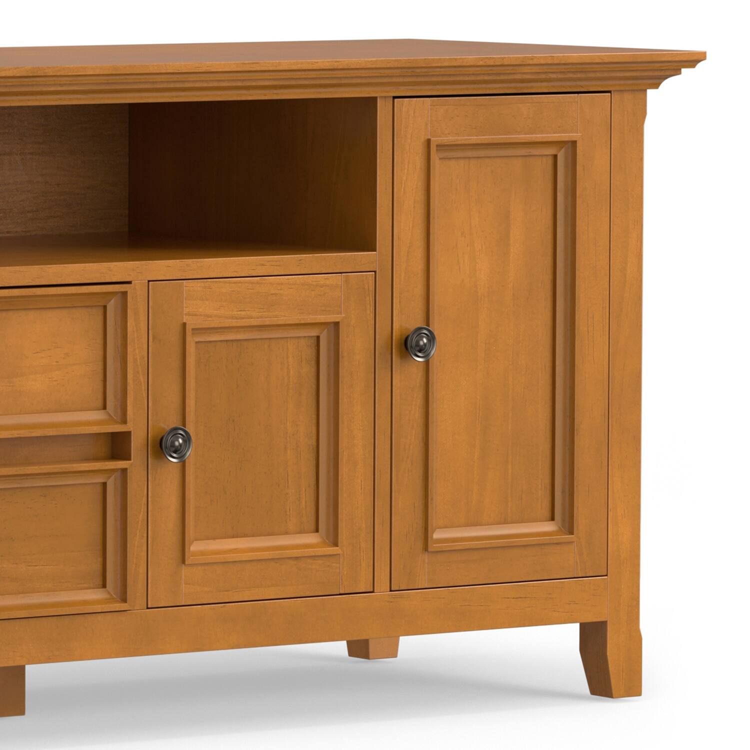 Alt View 9. Simpli Home - Amherst 72 inch Wide Solid Wood Transitional TV Stand in Light Golden Brown - Light Golden Brown.