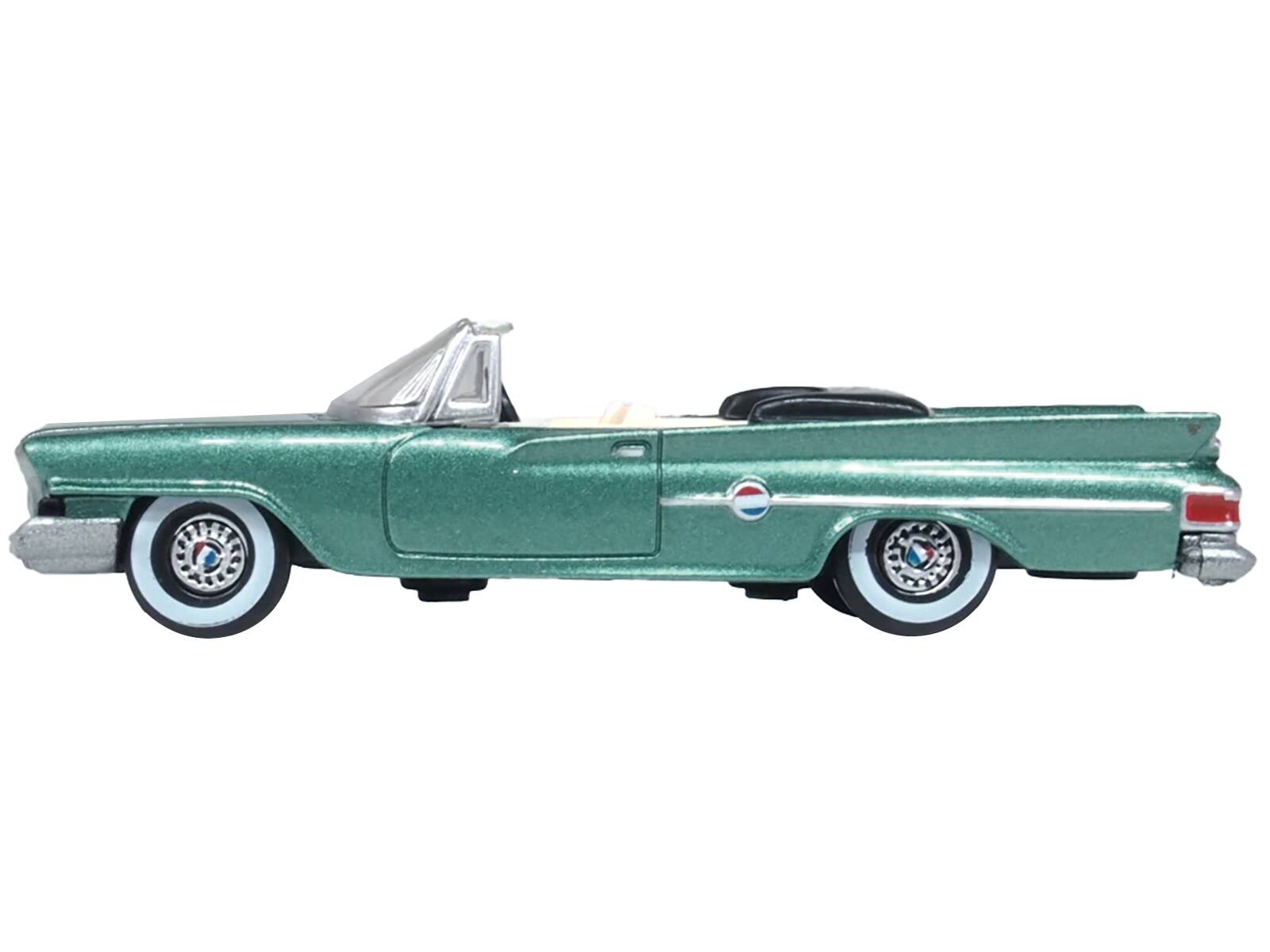 Angle. Oxford Diecast - 1961 Chrysler 300 Convertible Pinewood Green Metallic 1/87 (HO) Scale Diecast Model Car by Oxford Diecast - Green Metallic.