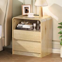 Forest'nSky - Modern Nightstands with Charging Station,2 Drawers & USB Ports - Antique Natural