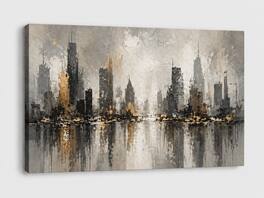 FC Design - Large Canvas 24x36" Abstract Industrial Cityscape Urban Art Painting Modern Wall Décor - MultiColor