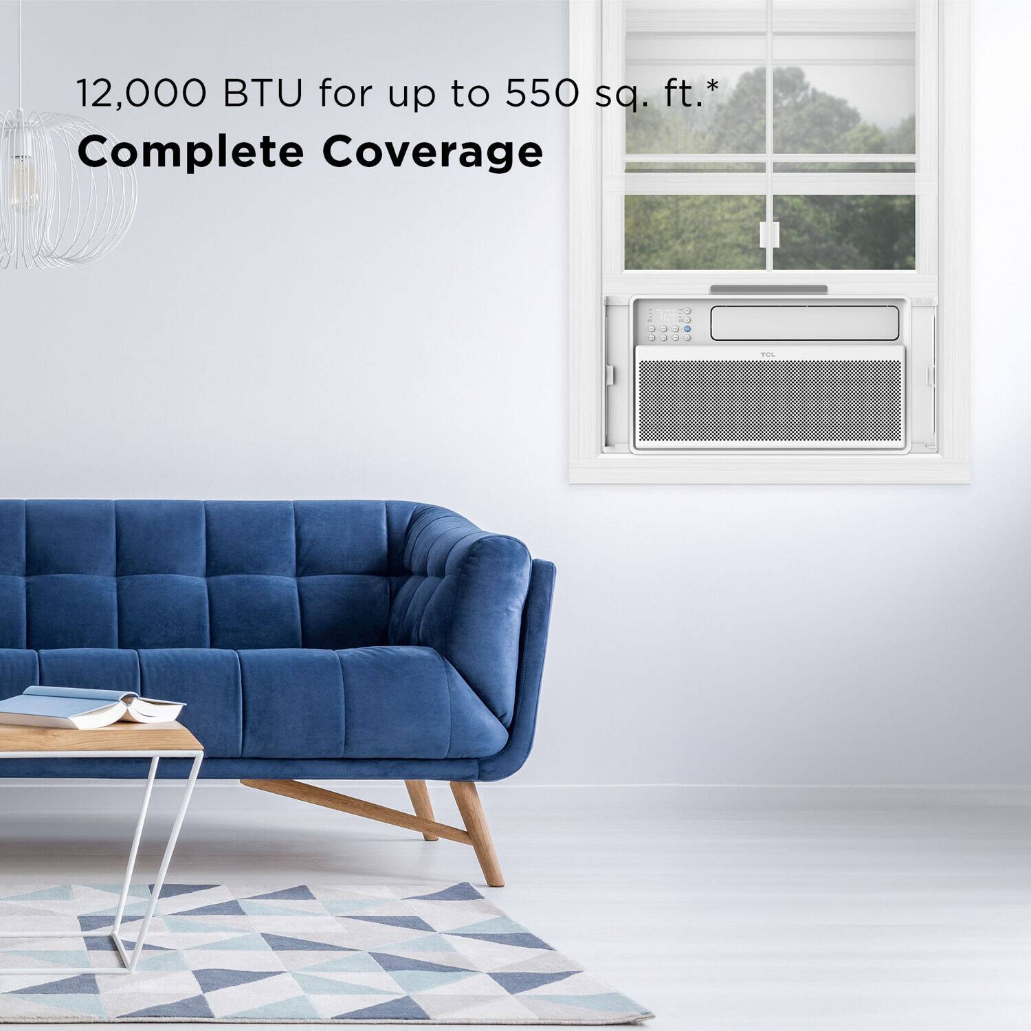 12,000 BTU for up to 550 sq. ft. Complete Coverage.