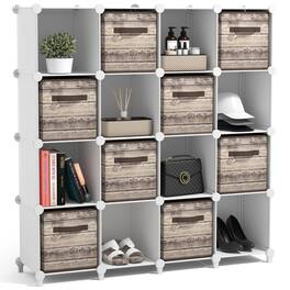 Sorbus - 16 Cube Storage Organizer –Waterproof Cubby Shelf - Closet, Toys, Books, Shoes, Décor –Bedroom, Living Room, Kids - White