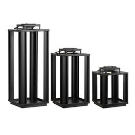 Jonathan Y - Leland Modern Industrial Integrated Indoor/Outdoor LED Solar Powered Lanterns, (Set of 3) - Black