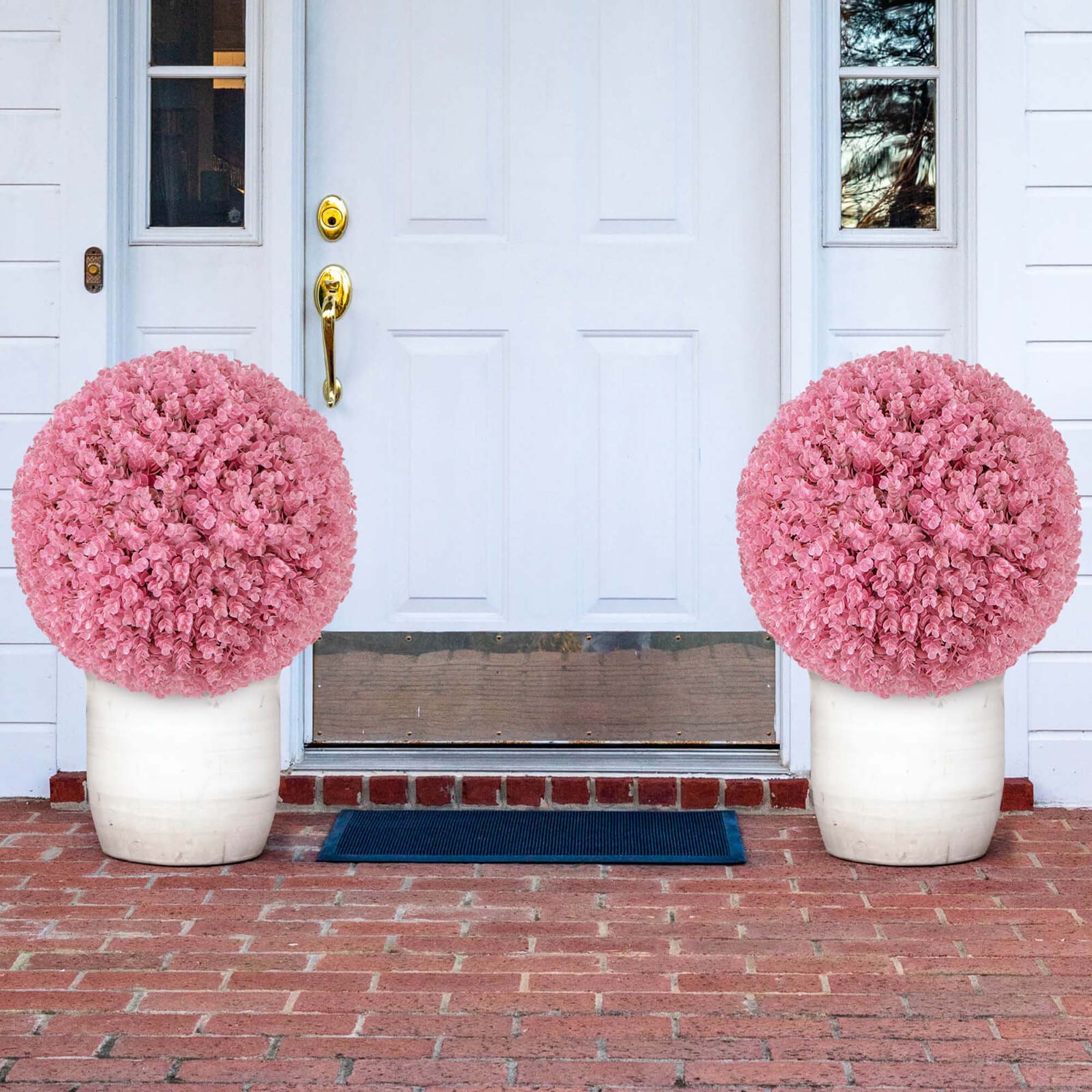 Alt View 1. Costway - Costway 2 PCS Artificial Plant Topiary Ball 17.5" Faux Decorative Balls for Indoor Outdoor - Pink.
