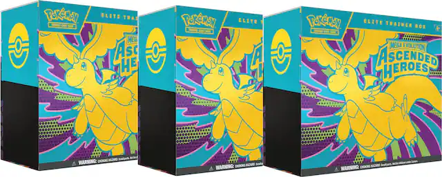 Pokémon Trading Card Game Elite Trainer Box
Mega Evolution Ascended Heroes
6+
WARNING: CHOKING HAZARD Small parts. Not for children under 3 years.