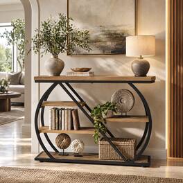 Tribesigns - 41.3" Console Table with Storage - Brown + Black