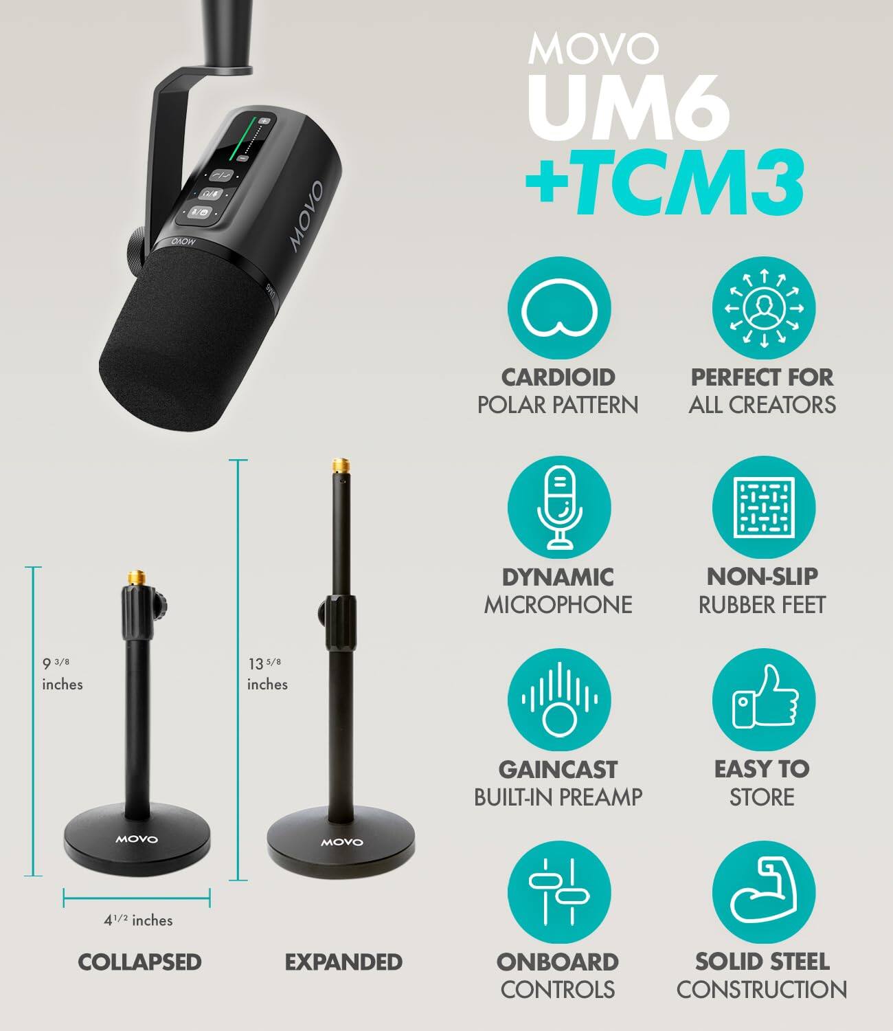 MOVO Podcast Equipment Bundle for iPhone & Android with Audio
