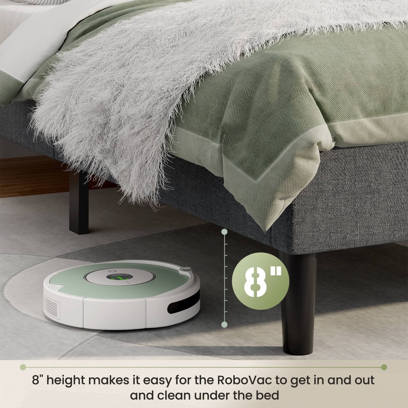 d " 8" 8" height makes it easy for the RoboVac to get in and out and clean under the bed
