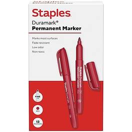 Staples - Duramark Permanent Marker, Fine Tip, Dozen - Red