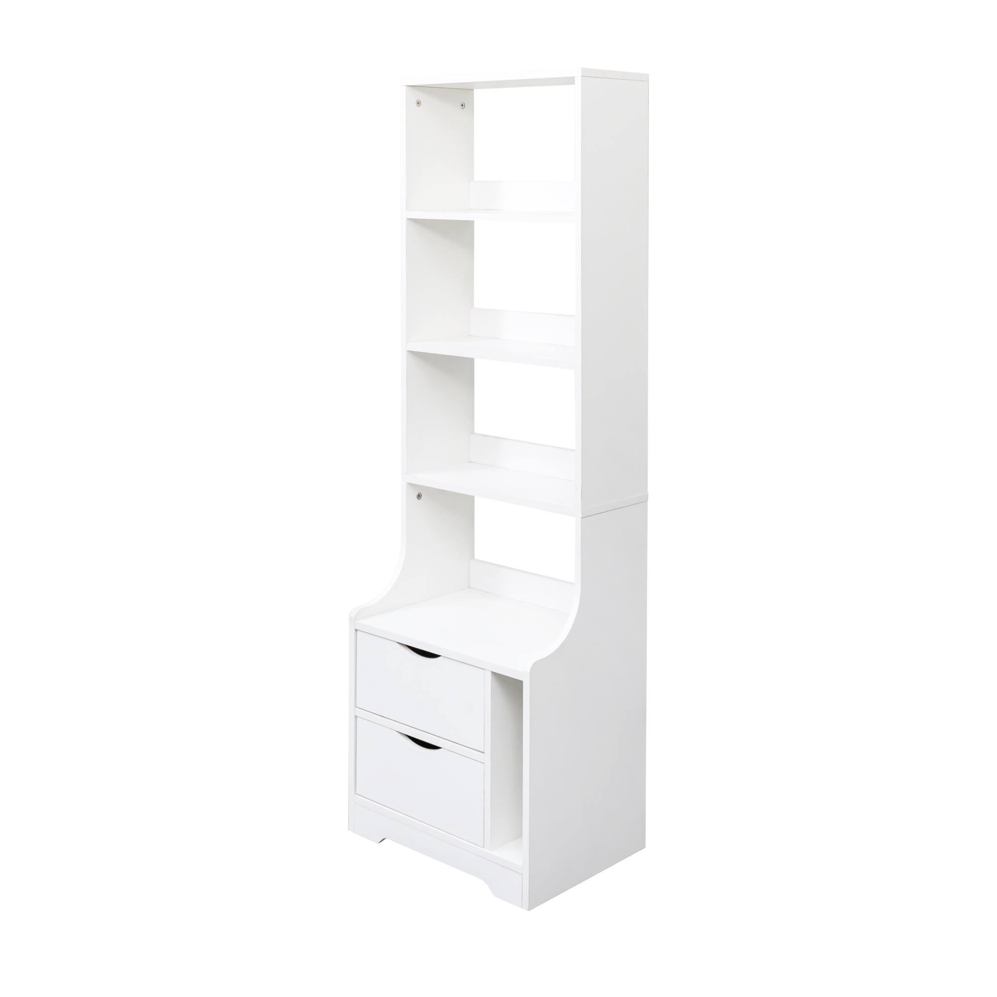 Alt View 7. Tiramisubest - Compact Night Stand with Bookshelf and 2 Drawers for Bedroom, Study, or Living Room - White.