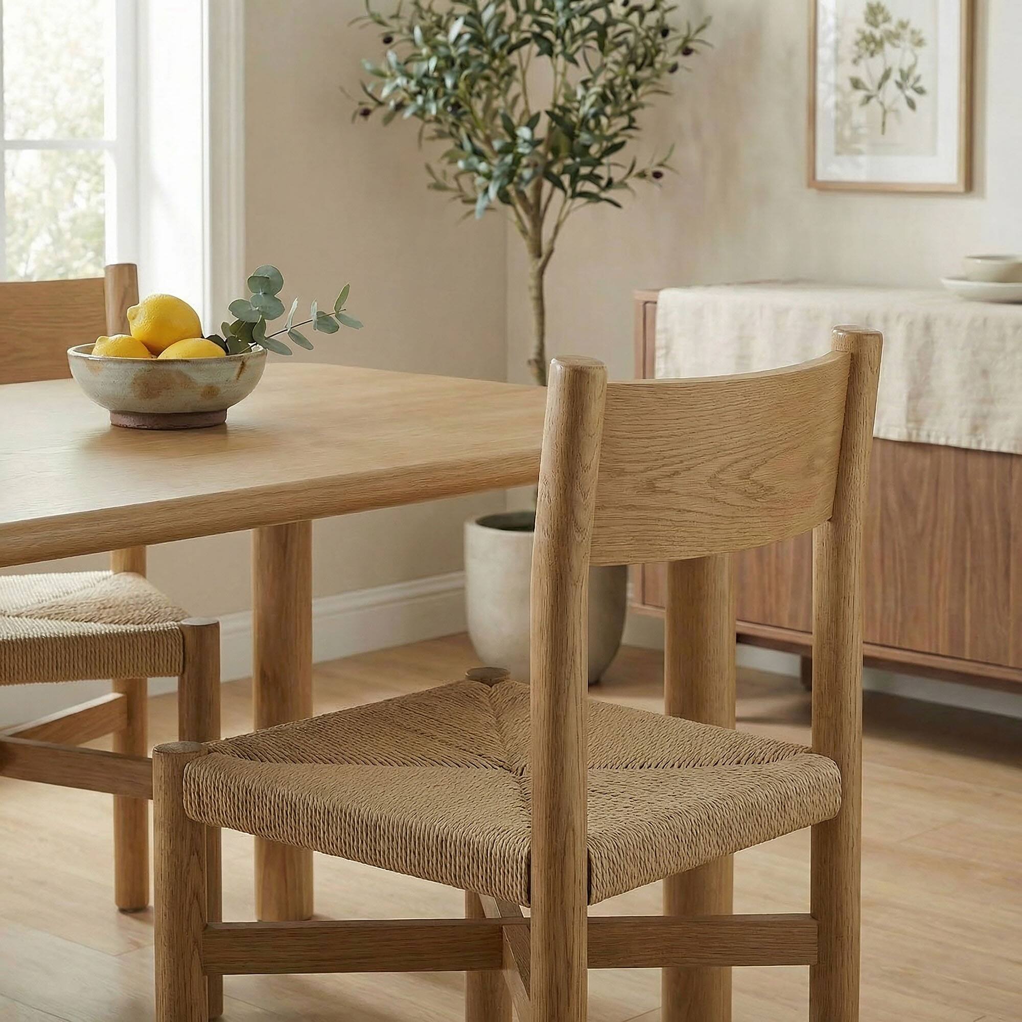 Alt View 1. Modway - Alvia Oak Wood Dining Side Chair With Woven Seat by Modway - Weathered Oak.