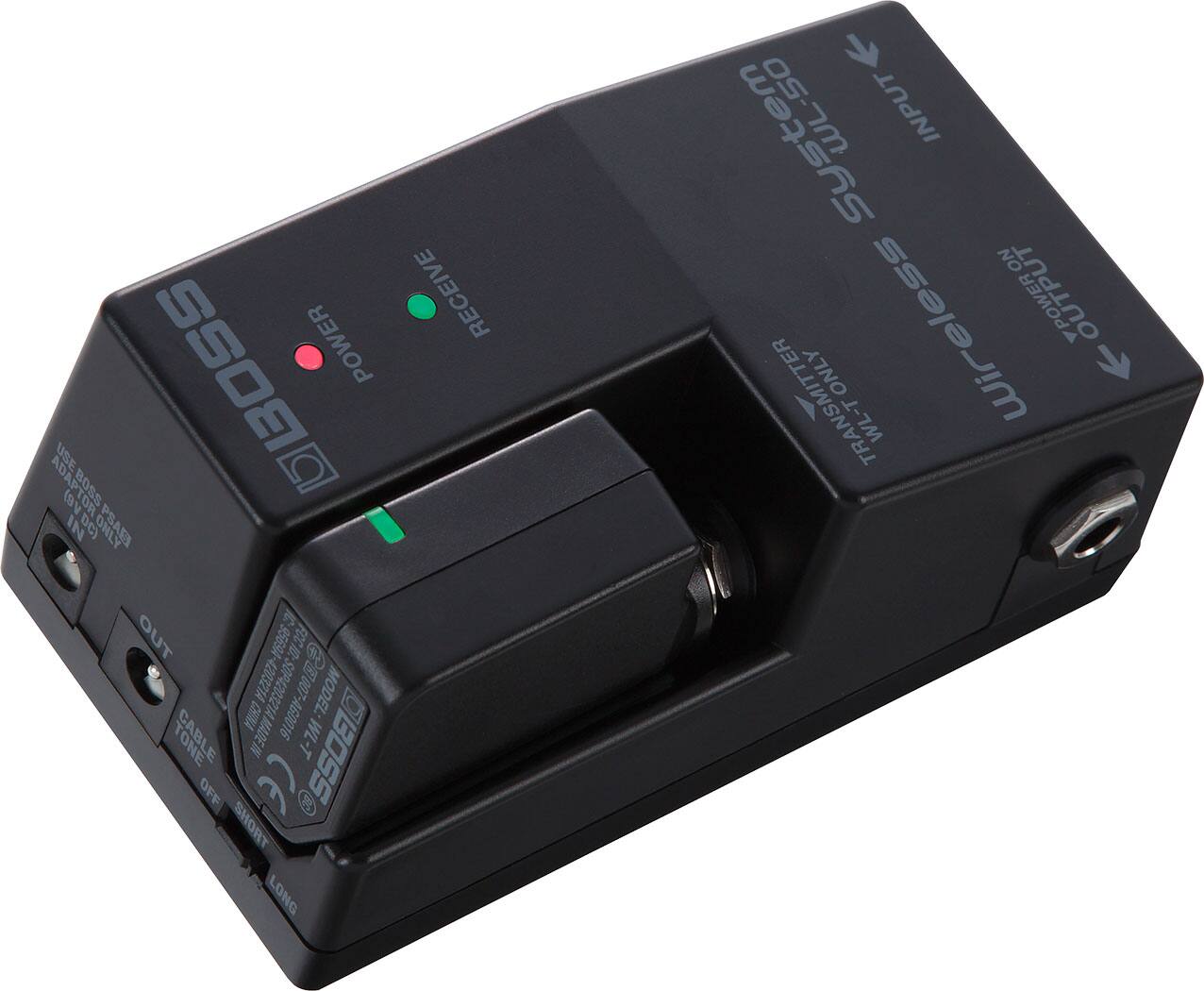 RECEIVE DBOSS POWER ADA USE BOSS (9V D IN DC) BA29 B OUT 9569A S FCC G ATSCOSA 91009Y-100 100 MODEL CHINA AG0016 TONE MADE IN WL-T SSOEID OFF CE R SHORT LONG System INPUT NO Wireless OUTPUT ONLY V WAATONLY WL-T

BOSS
Wireless System JUL-LSD

POWER
RECEIVE

INPUT
OUTPUT

TRANSMITTER ONLY

CABLE TONE
OFF SHORT LONG