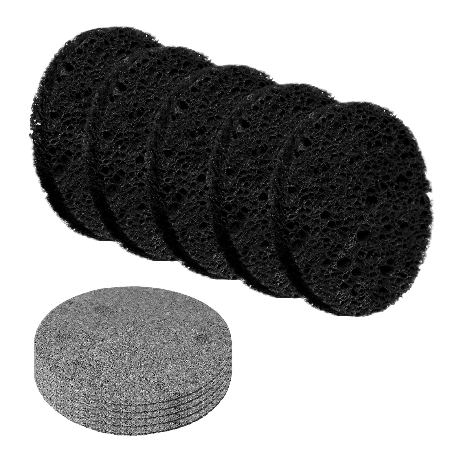 Unique Bargains - 10pcs Cellulose Round Sponges Non-Scratch Compressed Scrubber for Kitchen Bathroom Household Cookware & Cleaning DIY - Black price history on PriceWatchPro