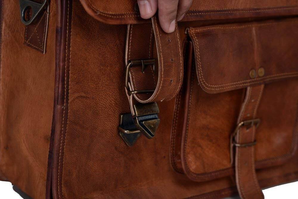 Alt View 3. Skar Audio - Leather Briefcase For Men Laptop Messenger Bag Office Satchel Computer And Women () FULL GRAIN LEATHER: Our - 18 INCH.