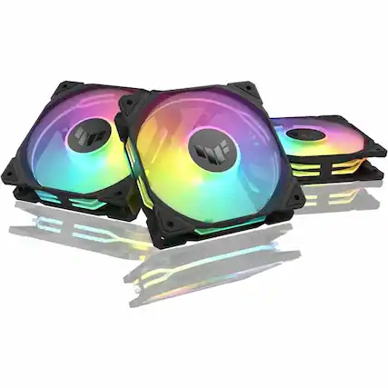 Front. ASUS - ASUS TUF Gaming TR120 ARGB Reverse Fan - Black - Triple Pack Higher Cooling Performance Extra-Thick 28mm Fan Frame - Black.