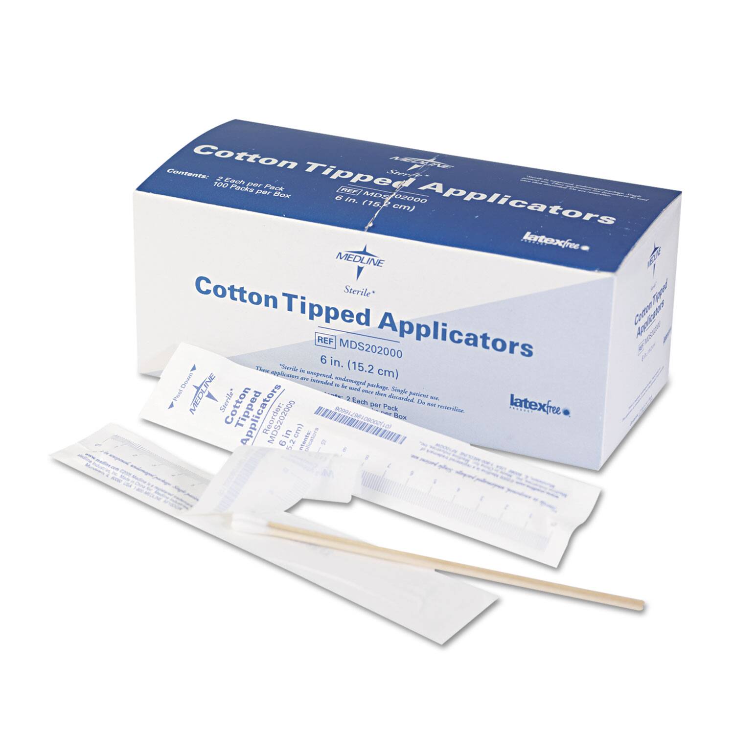 Cotton Tipped Applicators  
6 in. (15.2 cm)  
Latex Free  
Sterile  
REF: MDS202000  
Each per Pack  
100 Packs per Box  
MEDLINE