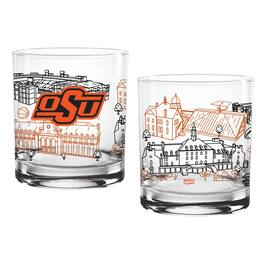 Indigo Falls - Oklahoma State Cowboys Two-Pack 14oz. Campus Line Art Glass - Multicolor
