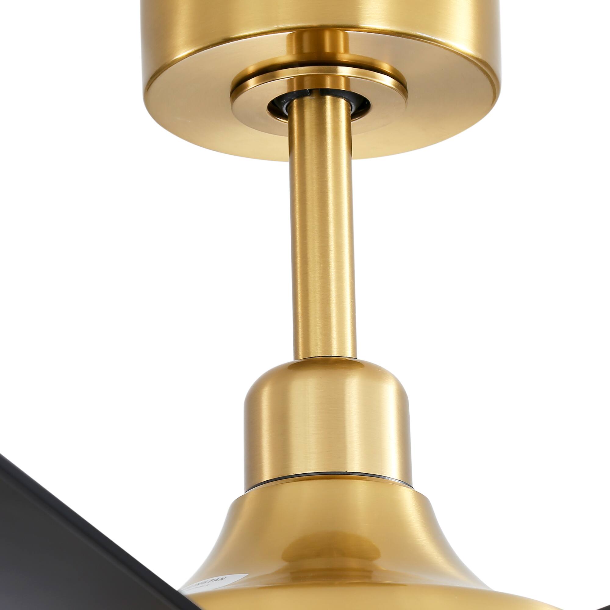 Alt View 8. Breezary - 72" Large Indoor Ceiling Fan with Remote, 8 ABS Blades, 6-Speed DC Motor, Timer, 7''/12''Downrods, Light/No Light Option - Gold and Black (With Light).
