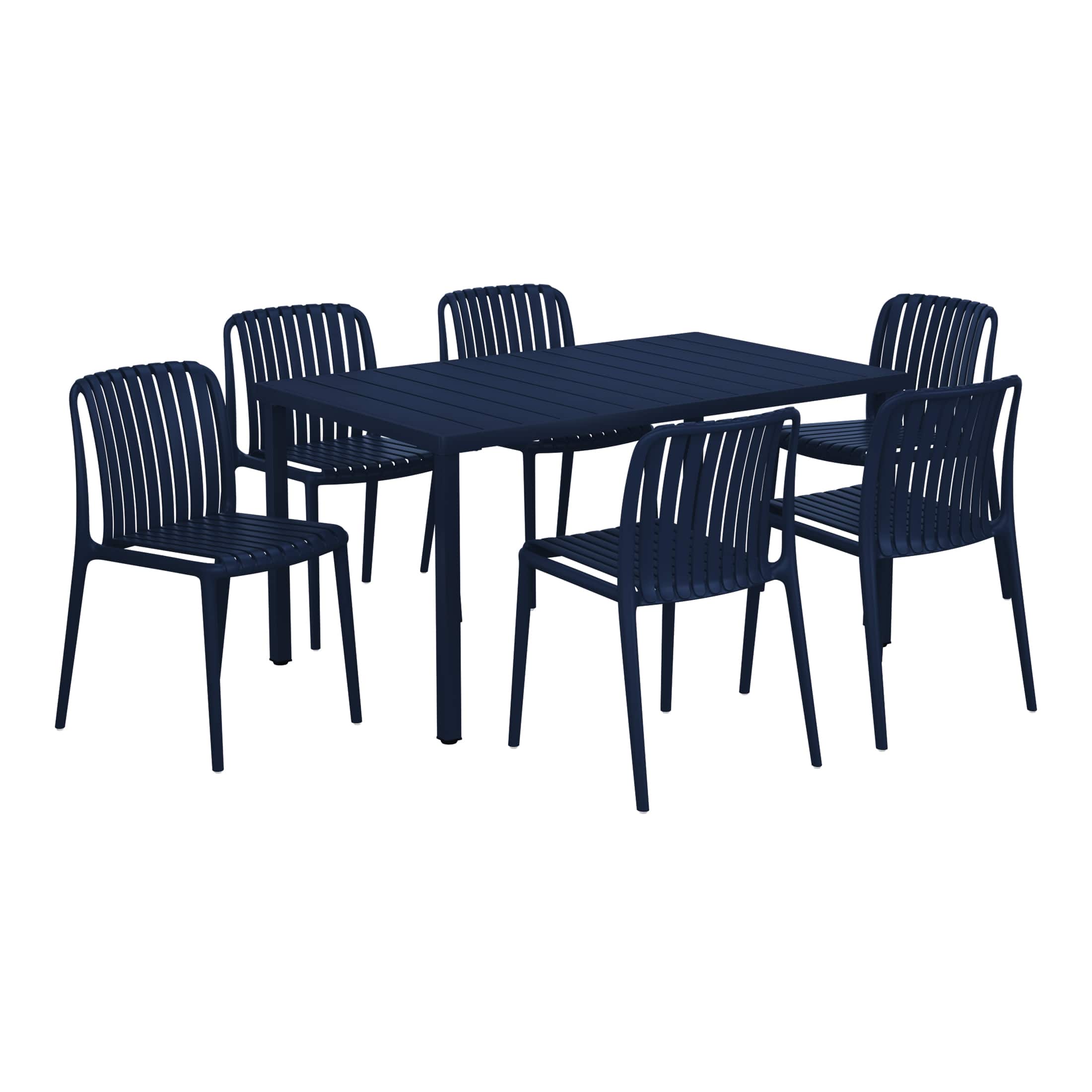 WestinTrends - Playa 7-Piece Outdoor Patio Dining Table Set With Stackable Patio Chairs - Navy Blue price history on PriceWatchPro