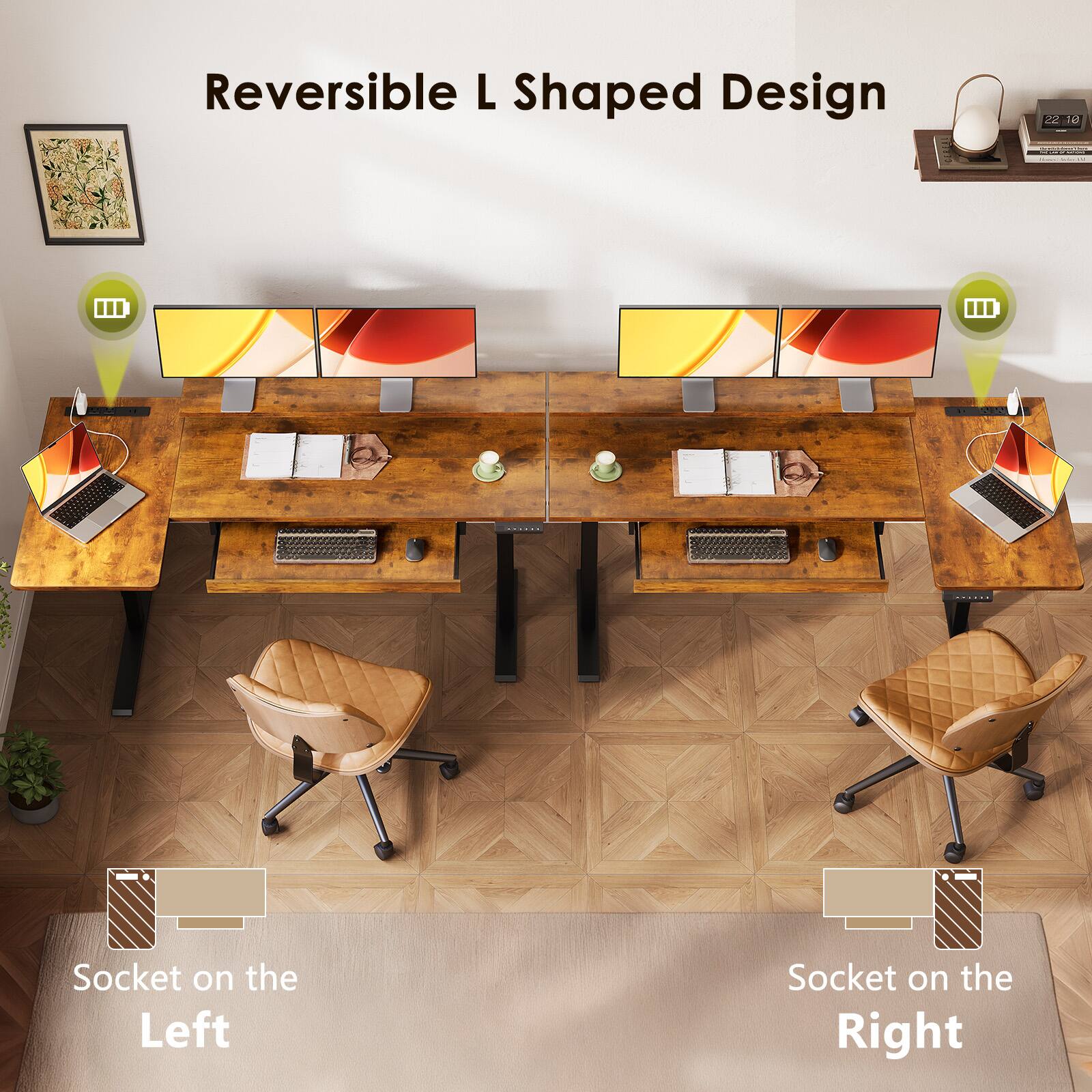 Reversible L Shaped Design

Socket on the Left

Socket on the Right