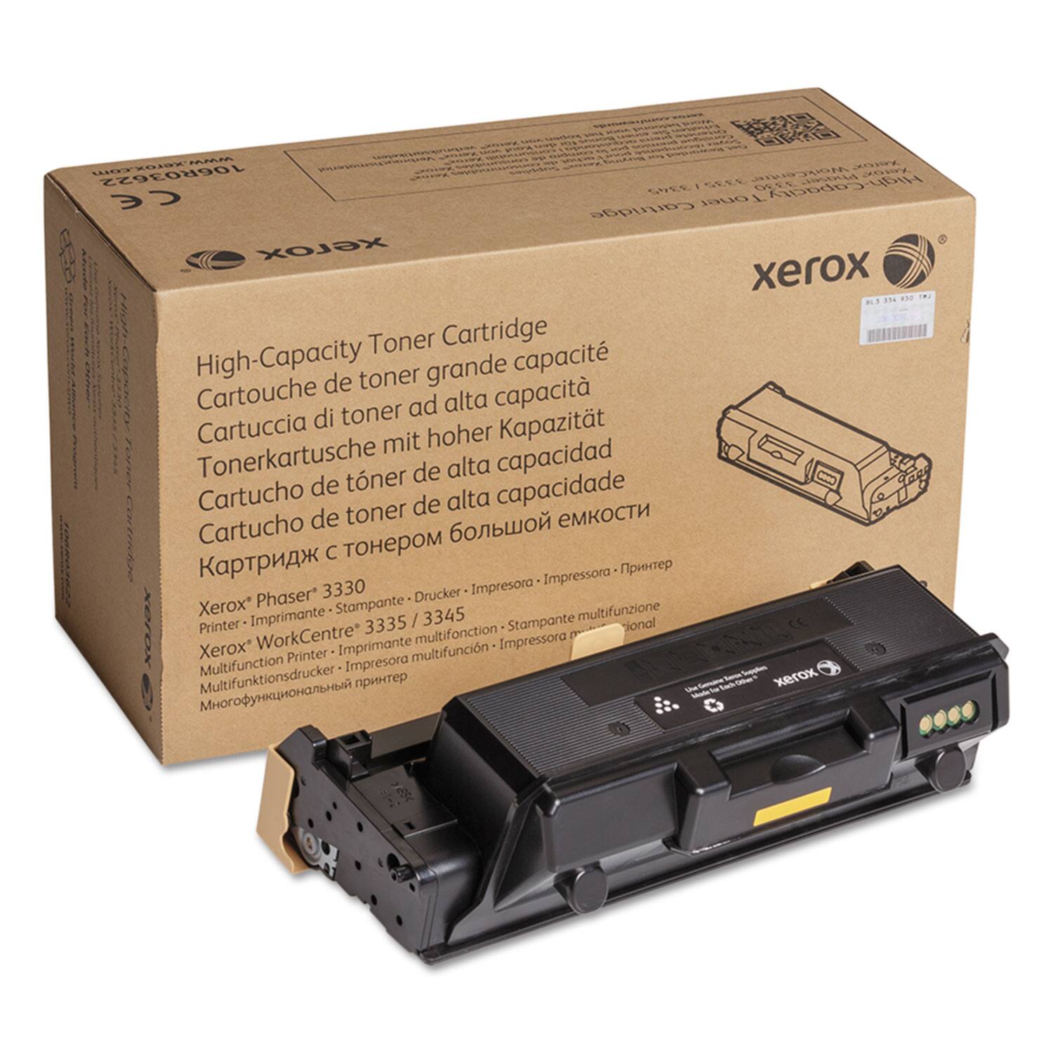 Sure, here is the corrected and grouped text:

---

**High-Capacity Toner Cartridge**

- Cartouche de toner grande capacité
- Cartuccia di toner ad alta capacità
- Tonerpatrone mit hoher Kapazität
- Cartucho de toner de alta capacidad
- Cartucho de toner de alta capacidad
- Картридж с тонером большой ёмкости

**Compatible with:**

- Xerox Phaser 3330
- Xerox WorkCentre 3335 / 3345
- Multifunction Printer
- Multifunktion Drucker
- Impresora multifunción
- Многофункциональный принтер

**Printer Models:**

- Xerox Phaser 3330
- Xerox WorkCentre 3335 / 3345
- Multifunction Printer
- Multifunktion Drucker
- Impresora multifunción
- Многофункциональный принтер

**Additional Text:**

- F D S 106R03622 DOA SOV IGLLL OLEE
- High COE Copacity