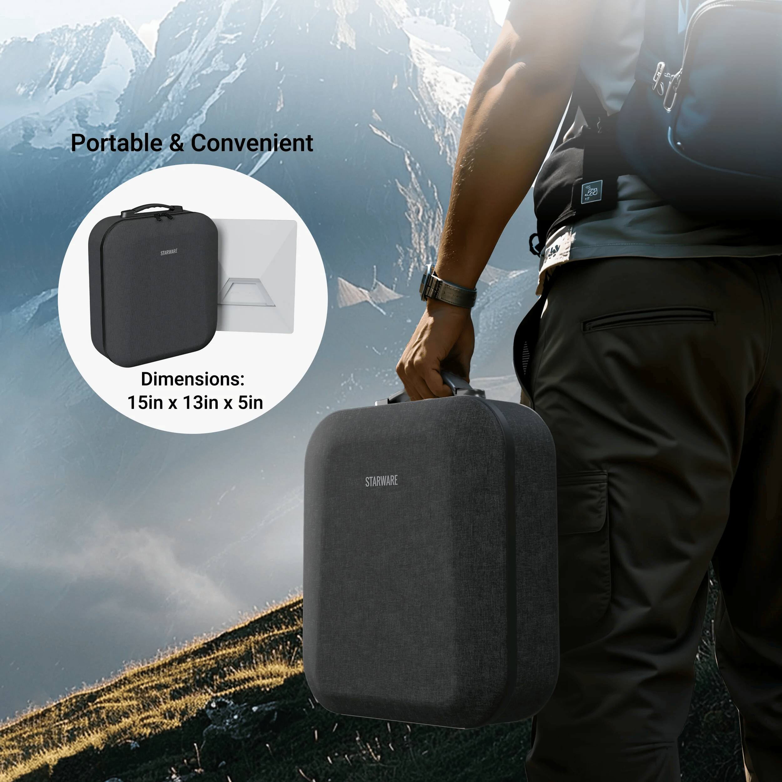 Portable & Convenient

Dimensions: 15in x 13in x 5in

STARWARE