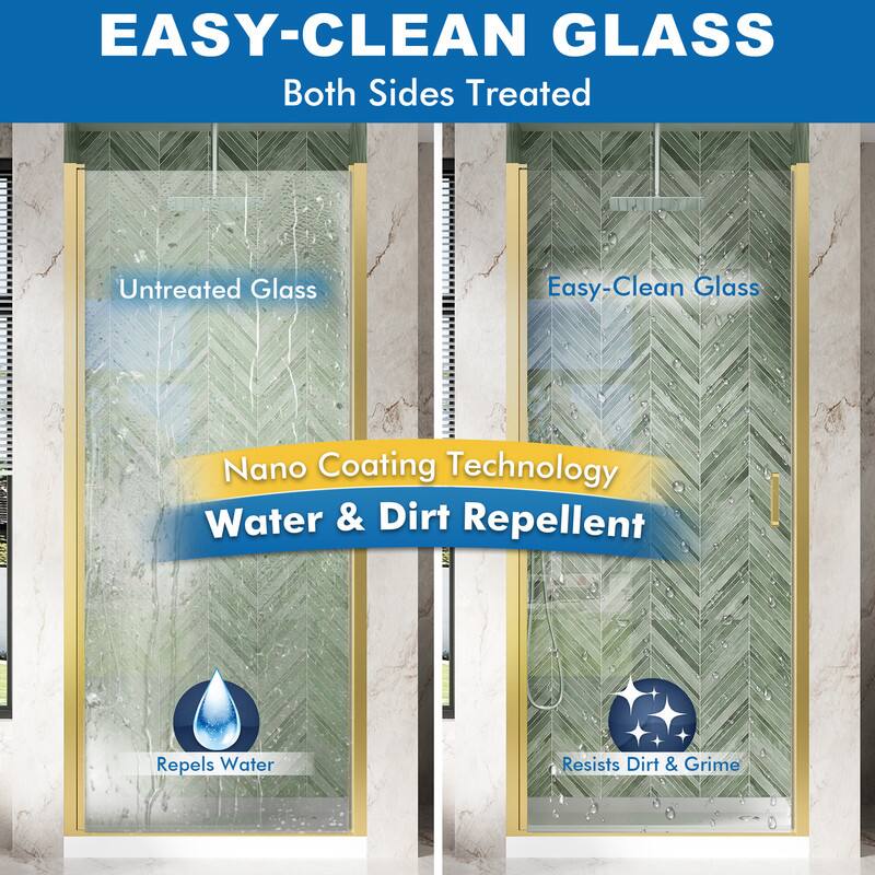 EASY-CLEAN GLASS  
Both Sides Treated  

Untreated Glass  
Easy-Clean Glass  

Nano Coating Technology  
Water & Dirt Repellent  

Repels Water  
Resists Dirt & Grime