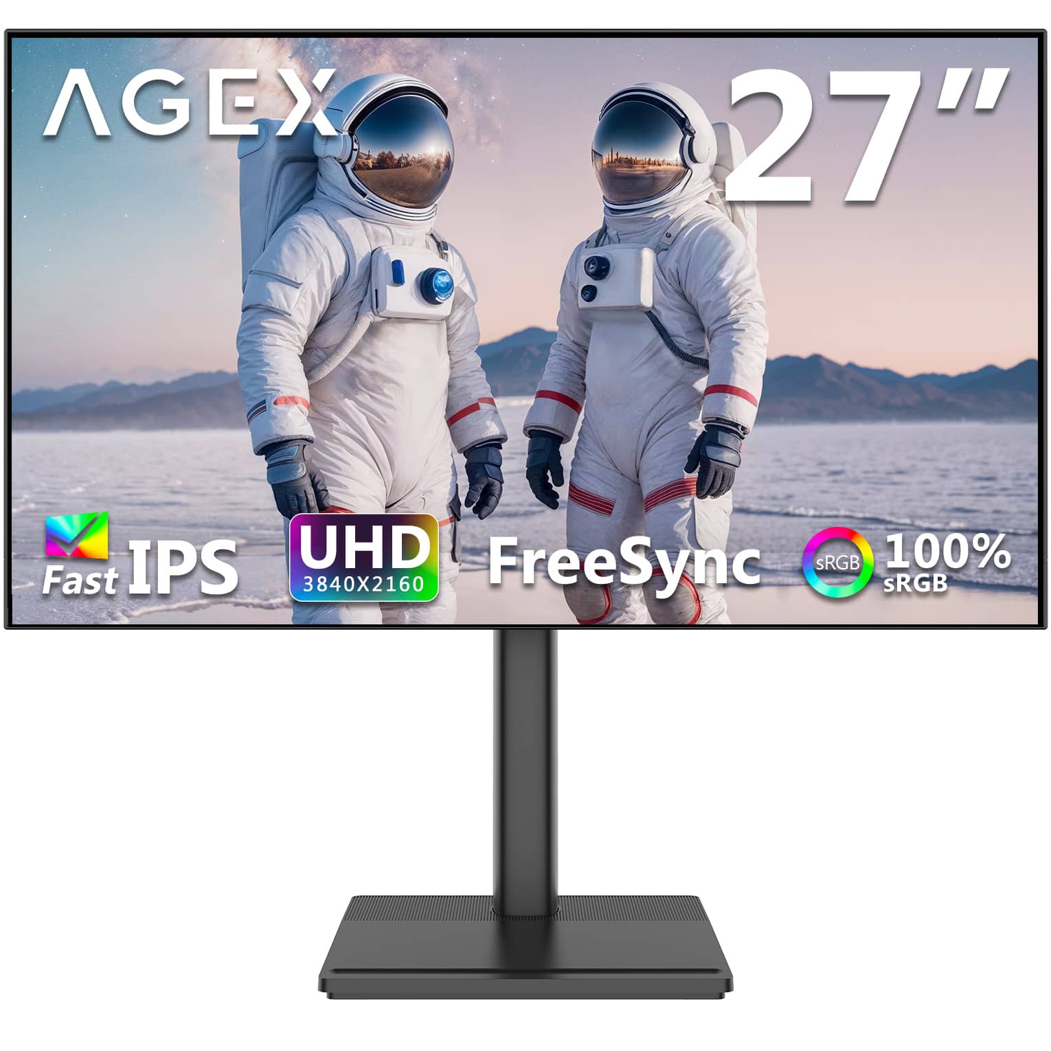 Z-Edge - AGEX A27I4K 27" 4K UHD 3840 x 2160 1.07B Display Colors 100% sRGB IPS Monitor with Adjustable Stand - Black