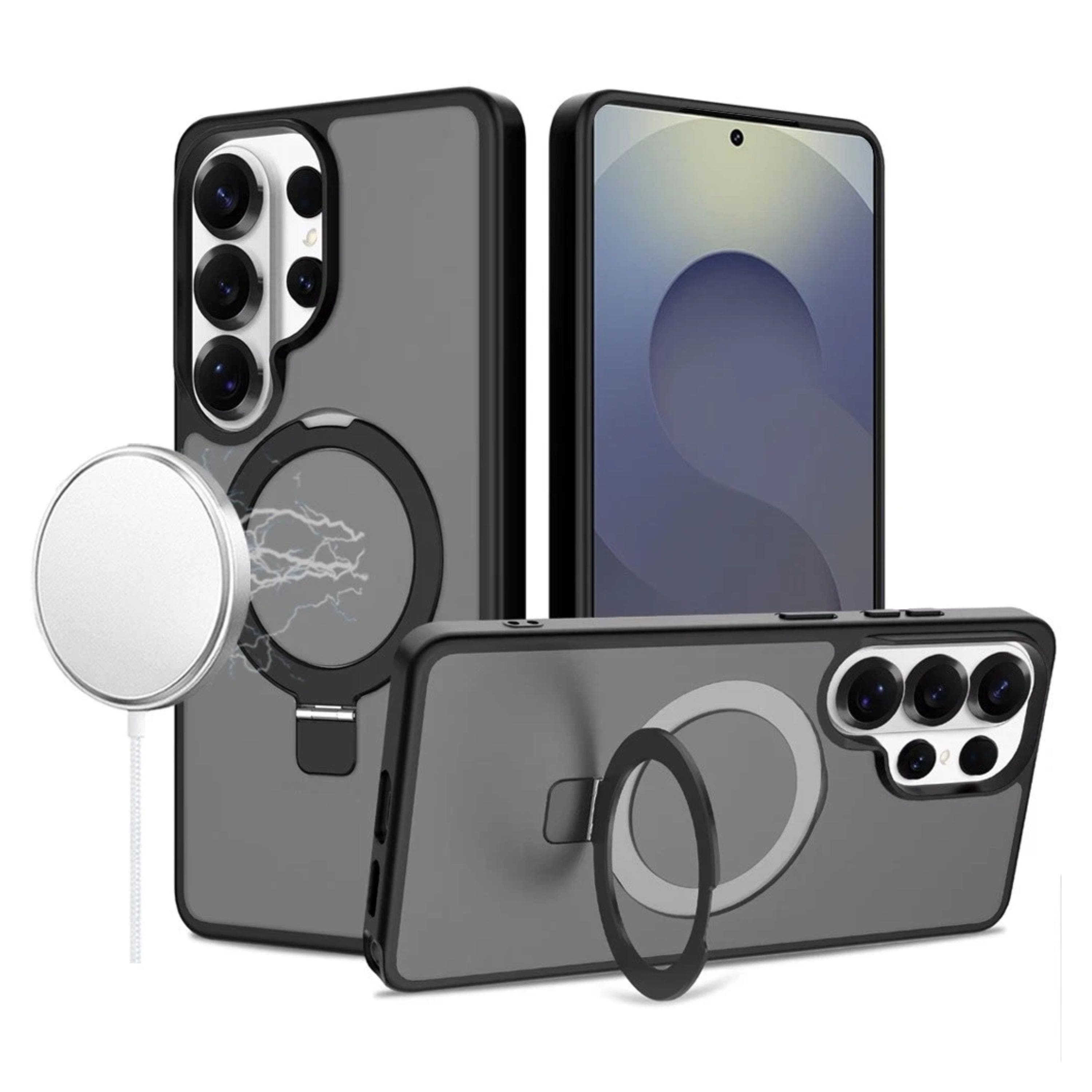 Kitcheniva - Rugged Cover Metal Circle Ring Stand Phone Case With Tempered Glass For Samsung Galaxy S26 Ultra - Black price history on PriceWatchPro