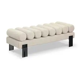 Meridian Furniture - Akeela Linen Textured Fabric Bench - Beige