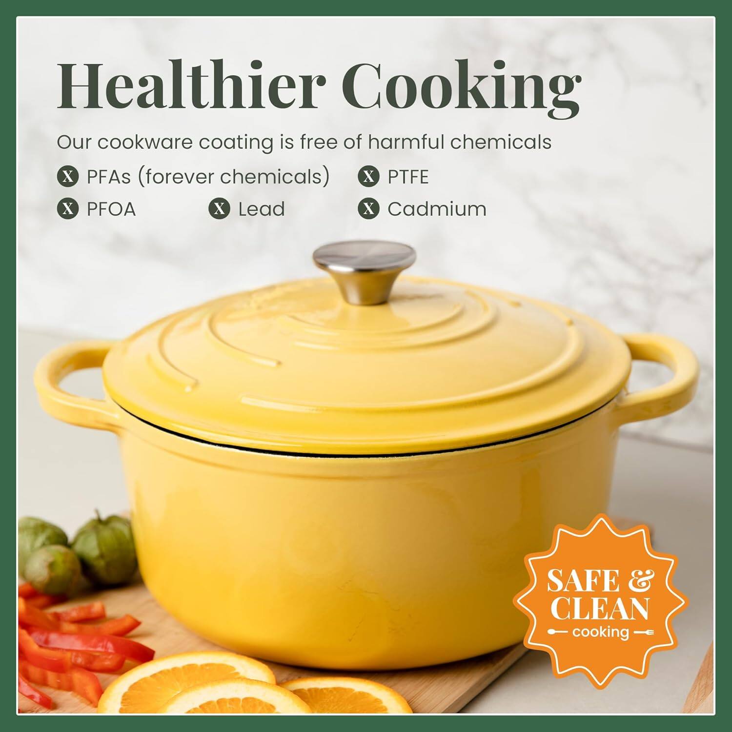 Larder & Vine 5.7 qt Enameled Cast Iron Dutch Oven with Lid