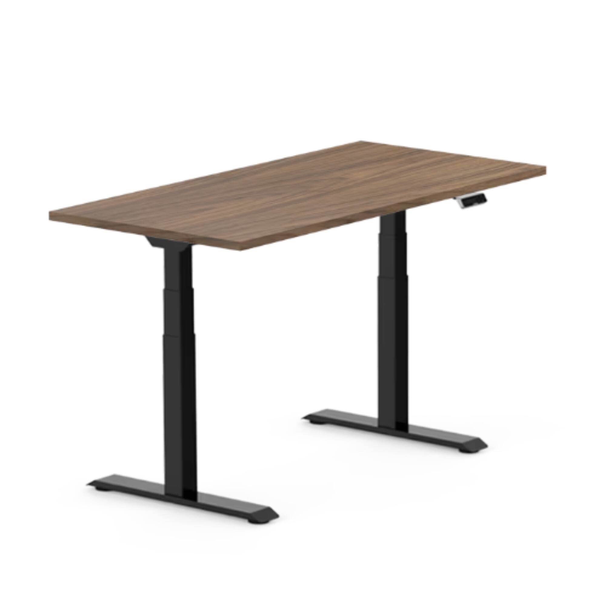 FlexiSpot - E7 55''W Electric Adjustable Standing Desk, Black /Black - Walnut