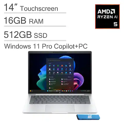 14" Touchscreen
16GB RAM
512GB SSD
Windows 11 Pro Copilot+PC
AMD Ryzen AI 5