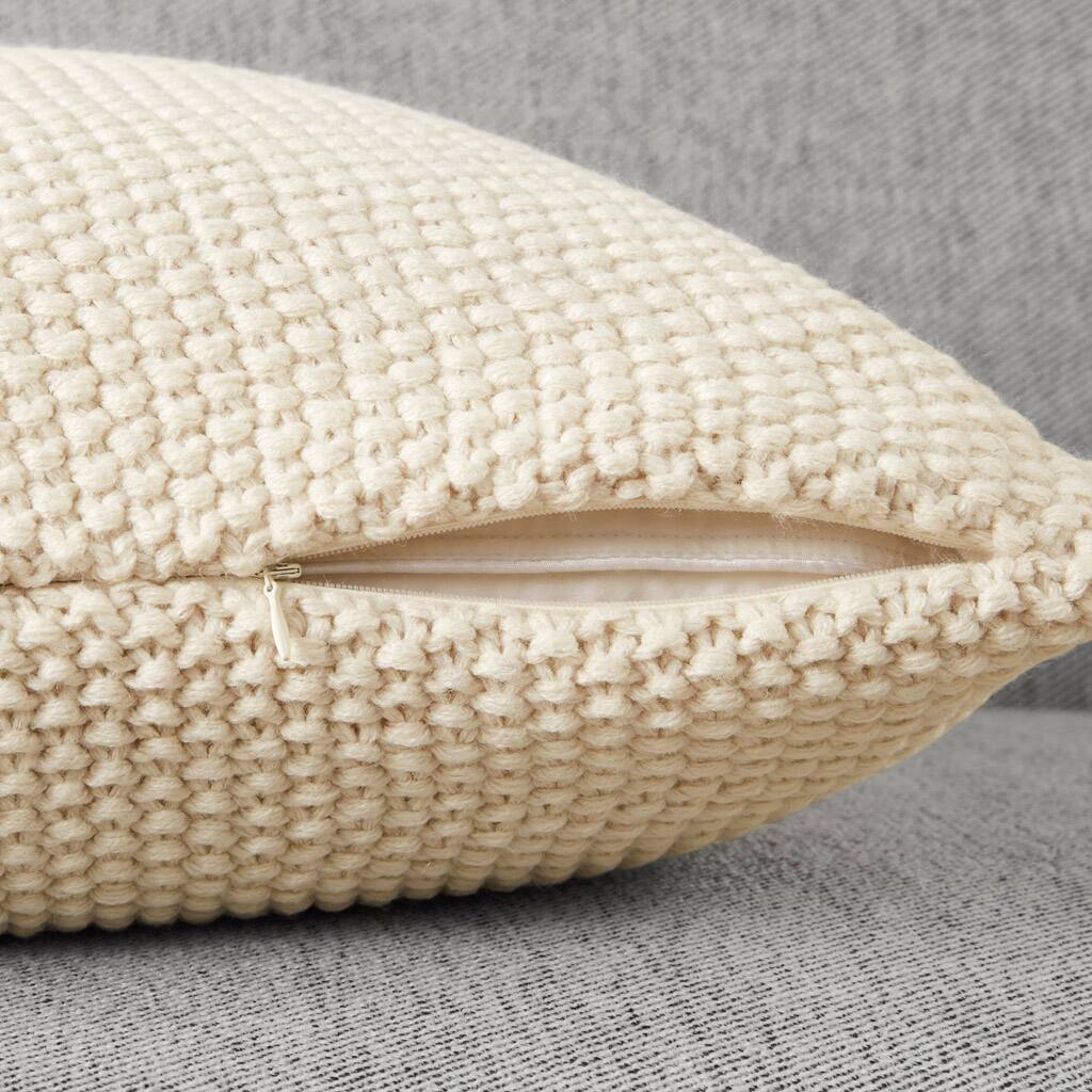 Alt View 1. Gracie Mills - Gracie Mills Lessie Ultra-Soft Knit Oblong Pillow Cover - Ivory.