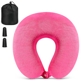 Fosmon - Kids Travel Pillow, Kids Neck Pillows for Travel, Memory Foam Travel Pillow for Kids, Washable Travel Neck Pillow - Pink