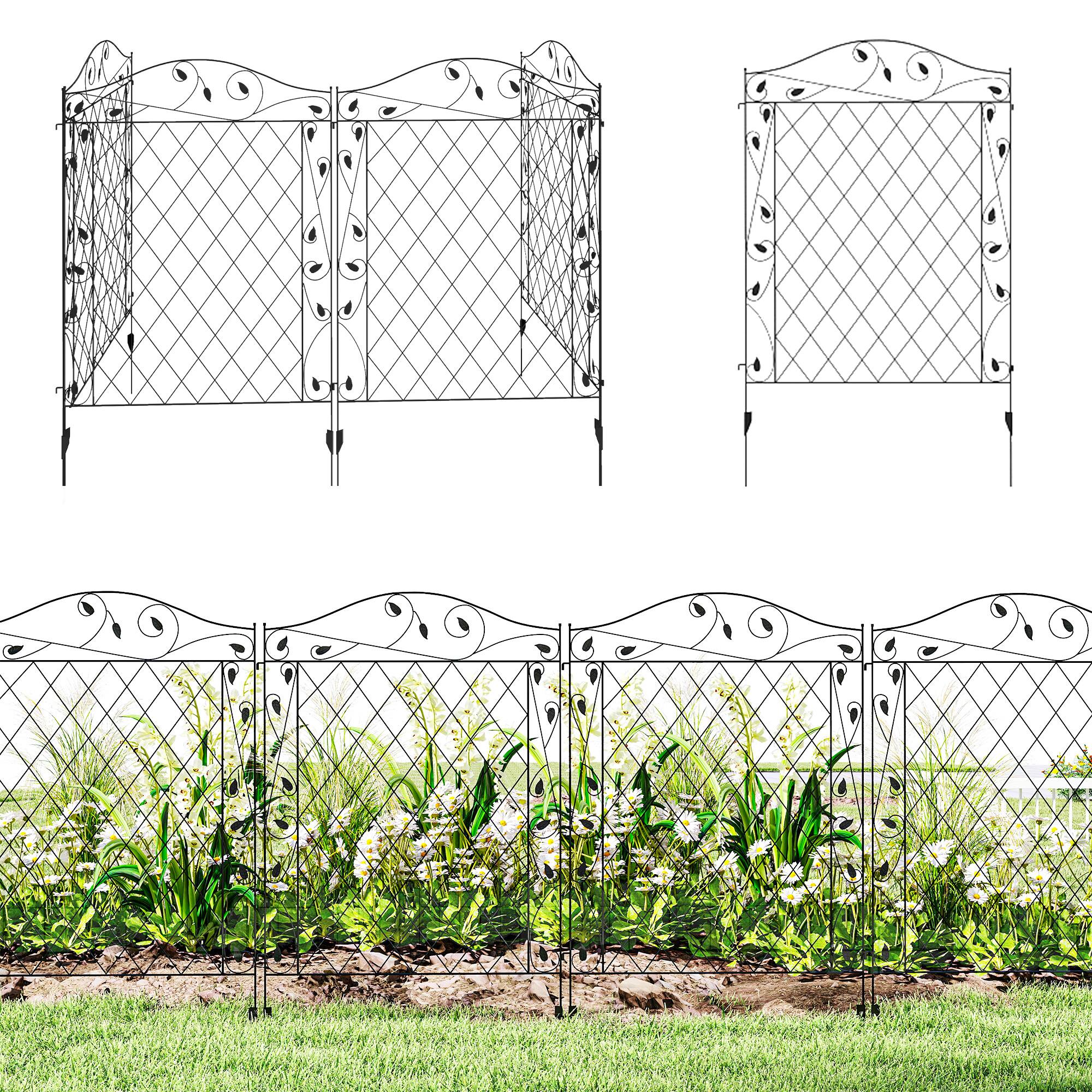 "Outsunny - Garden Fence, 4 Pack Steel Fence Panels, 11.5' L x 43"" H, Rust-Resistant Decorative Border Flower Edging for Yard - Black" price history on PriceWatchPro