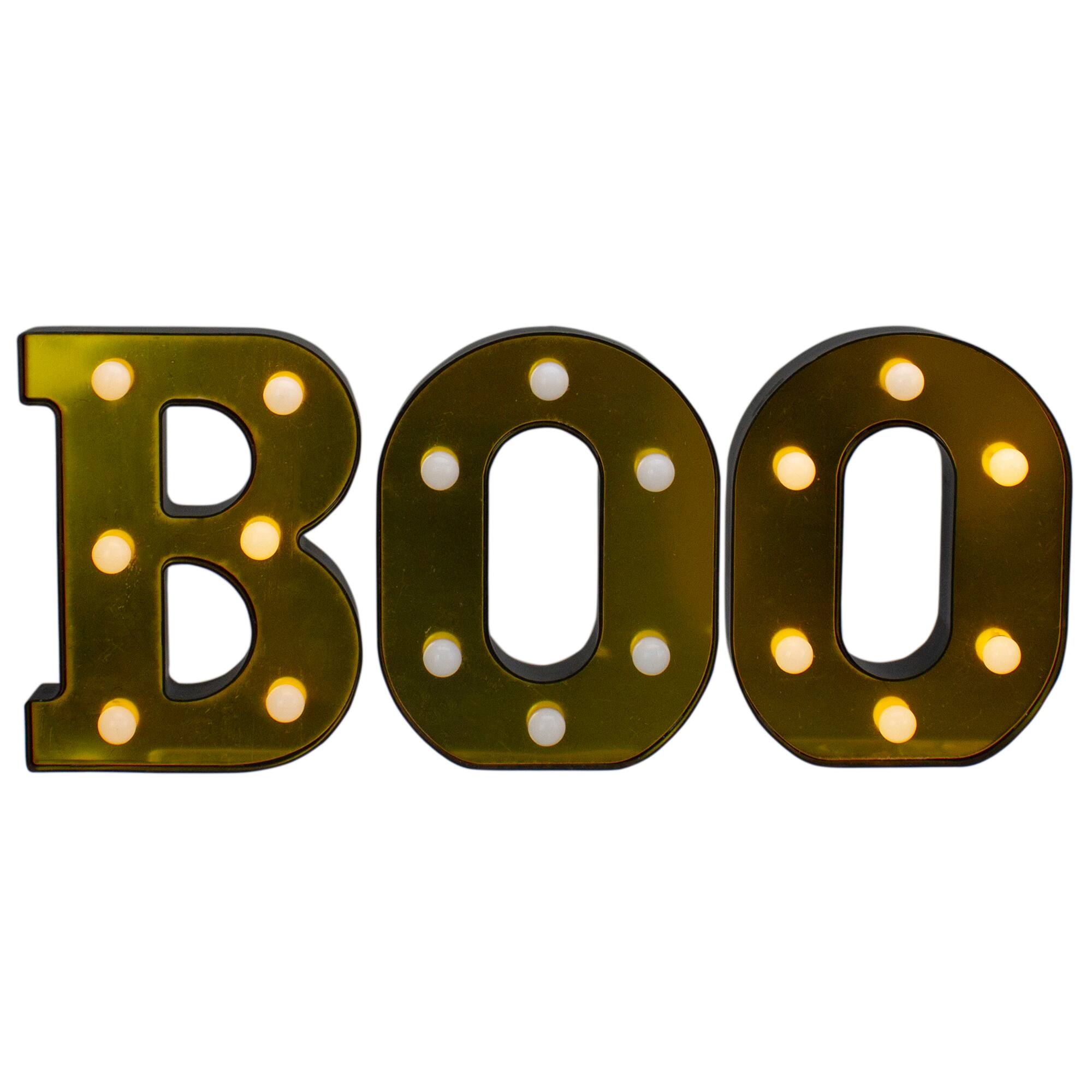 Alt View 1. Northlight - LED Lighted "BOO" Halloween Marquee Sign - 6.5" - Warm White - Black.