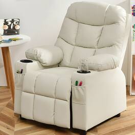 Kadyn - Kids Recliner Chair with Cup Holder and Footrest for Children- Kids Chairs for Kids - Beige