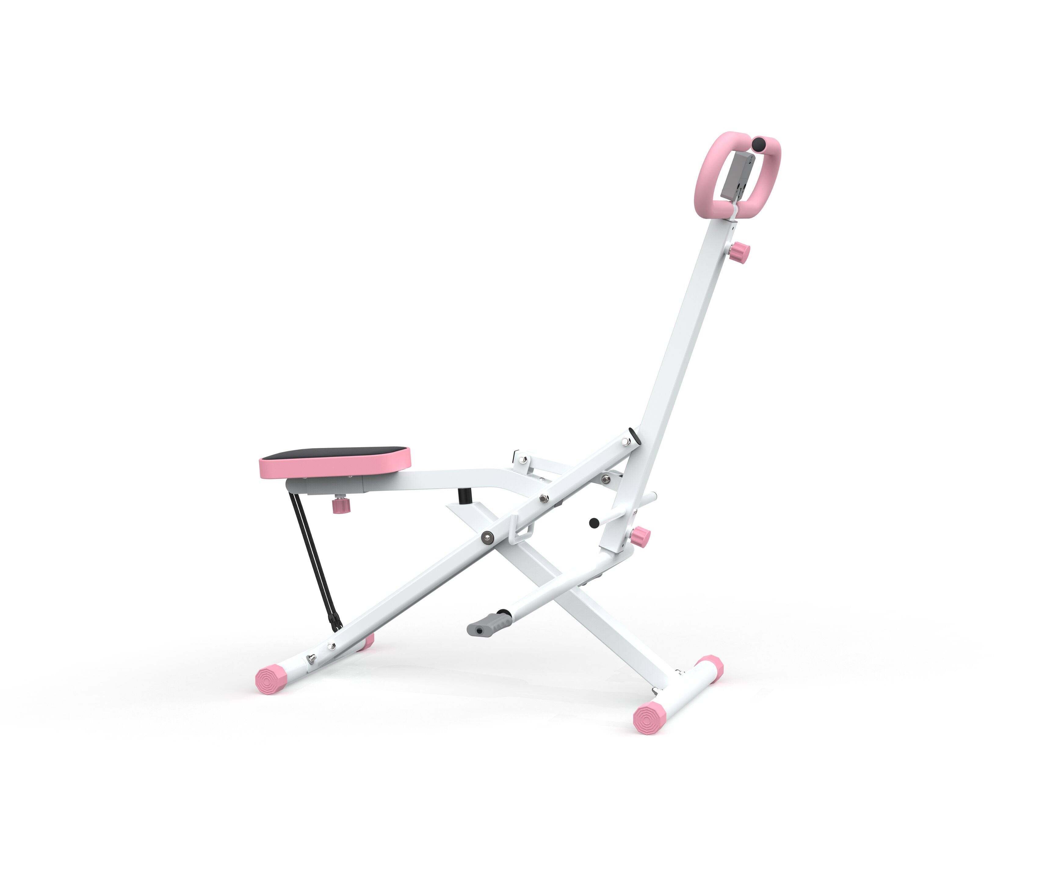 Angle. PexFix - Foldable Squat Machine for Glutes, Home Butt & Thigh Workout with Resistance Bands - Pink.