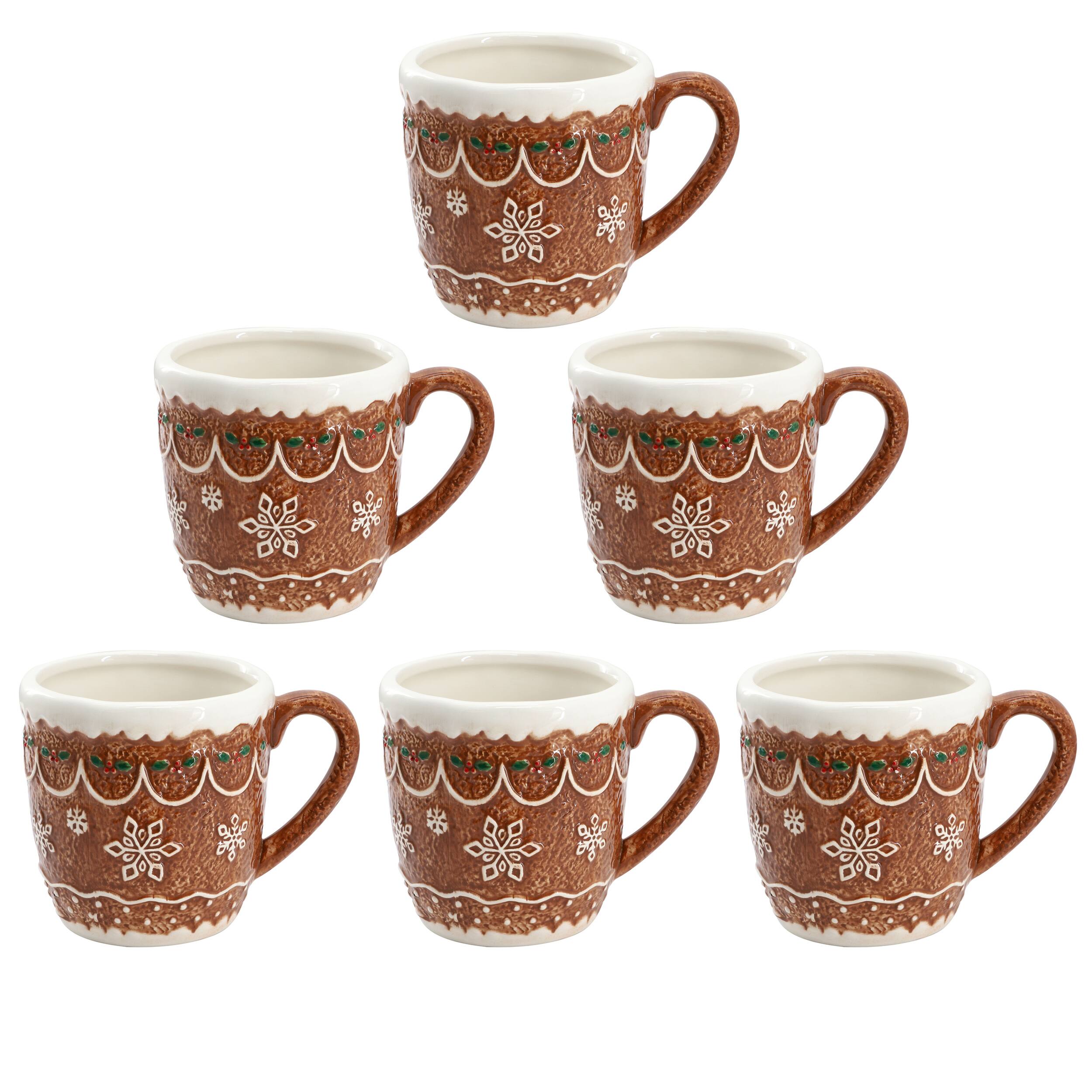 Martha Stewart - 18 Ounce Ceramic Holiday Gingergbread Mug - Brown