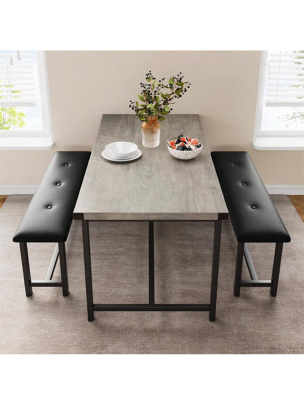 Alt View 5. Acekool - Kitchen Table Dining Table Set For 4 Kitchen Table for Dining Room, Home Office, Living Room - Gray.