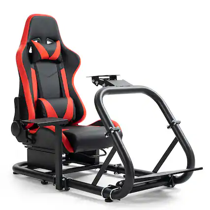 Front. Dardoo - Dardoo - Alloy Steel Racing Simulator Cockpit With Red Seat Fit for Logitech G29 G920 G923, for THRUSTMASTER - Red & Black.